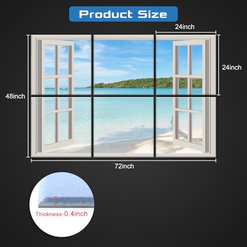 Decorative Acoustic Panels 6 Pack, 72"x48" Large Sound Absorbing Wall Art Panels, Self-Adhesive Sound Proof Foam Panels for Bedroom, Home Theater, Studio, Office - Seascape - color: Seascape, size: 72 X 48 Inches