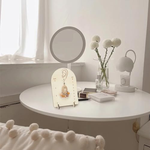 FINGERINSPIRE 2 Pcs Earring Measurement Display Stand 3.5x2x5 Wood Ear Stud Stand Earring Organizer Frame with Measurement Floral White Arch-Shaped Earring Holder for Measuring and Selling Earring - size: 3.5x2x5"