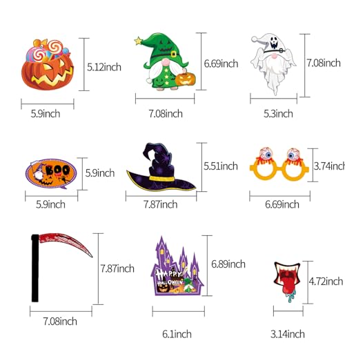 OURUOLA Halloween Scary Party-decorations Photo-booth Props - 25pcs Black Orange Purple Green Diy Funny Glasses,Bats Witch Spiders Pumpkin Spooky Photography,Adult Birthday Supplies Favors - color: Halloween Photo-booth Props - 25pcs