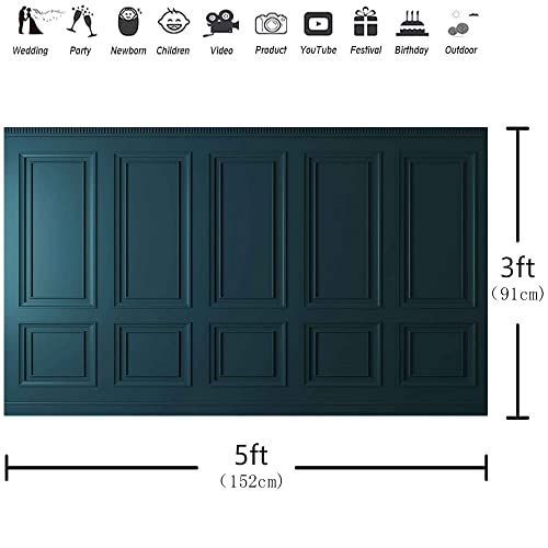 5x3Ft Empty Room Backdrops for Photography Blue Minimalist Simple Fashion Interior Wall Classic Vintage Elegant European Photography Wedding Background Studio Props BJRLEM937 - size: 5x3ft