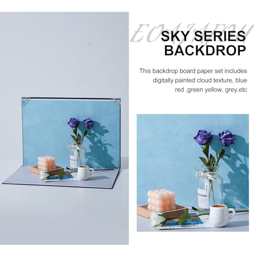 16x11.5 Inch Photo Backdrop Board, 8PCS Double Side Flat Lay Backdrop Paper, Sky Series Product Photography Backdrop Kit for Props, Food Jewelry Cosmetics, Small Content Creator Backdrops - color: 8pcs sky series