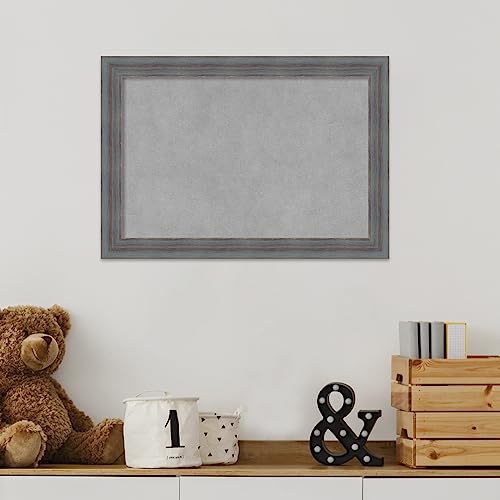 Amanti Art Blue Framed Magnetic Board 14x20 Small Vision Board for use with Magnets, 100% Metal Sheet to Display Items as Office Decor or for Home Organization in mudroom, Kitchen or Kids Room - color: Dixie Blue Grey Rustic, size: 20"W x 14"H