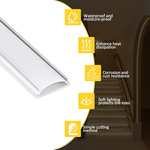 10-Pack Bendable LED Channel, 3.3ft/1M Flexible Aluminum LED Strip Channel with Frosted White Diffuser Cover, Recessed Mount LED Light Track for 12.5mm Wide Tape Light, Curved Wall, Ceiling, Cabinet - color: Silver Aluminum + White Cover, size: 3.3FT/10P/