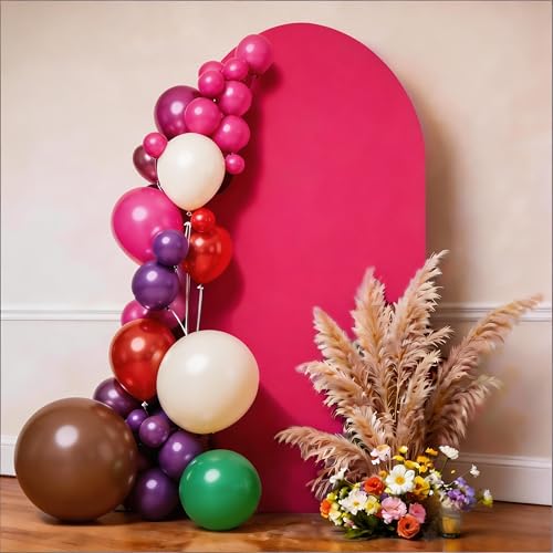 6FT Arch Cover Hot Pink Spandex Arch Backdrop Stand Cover Round Top Chiara Backdrop Cover for Wedding Birthday Party Baby Shower Engagement Bridal Shower Backdrop Decor - color: Hot Pink, size: 6 FT