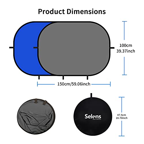 Selens Pop Up Backdrop Collapsible Background 2-in-1 Backdrop with Carry Bag, for Photo Studio Portrait Video Conference Vlog YouTube Live Streaming,Blue Grey, 39x59/1x1.5m - color: Blue Grey, size: 39 x 59 inches