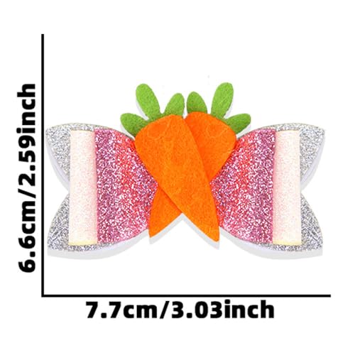 2pcs Easter Bunny Bow Hair Clips - Cute Carrot with Bowknot Design, Adorable Spring Hair Accessories for Women, Girls & Kids, Easter Party Decoration
