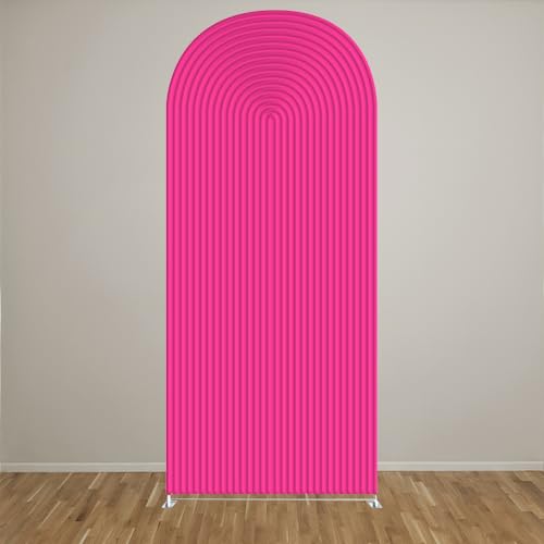 2D Printed Ripples Party Arch Covers Arched Backdrop Cover Stretchy Cover for Party Decoration Round Top Frame Spandex Cover (Deep pink458,7.2x4ft) - color: Deep pink458, size: 7.2x4ft
