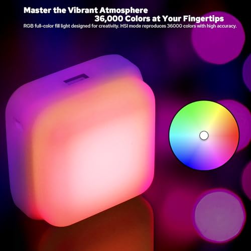 Zeniko VS5 R Mini LED Video Light with Soft Diffuser, Full Color RGB Continuous Light for Photography Vlog Live Streaming,2500K-8500K, CRI 95+ TLCI 96+ APP Control Portable Photography Lighting,Black - color: Black