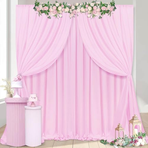 10ft x 8ft Pink Backdrop Curtain for Parties Pink Polyester Photography Backdrop Drapes for Birthday Wedding Birthday Baby Shower 2 Panels 5ft x 8ft - color: Pink, size: 5ft x 8ft 2 Panels