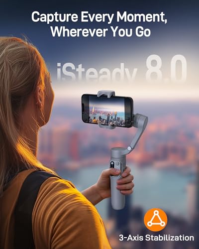 hohem iSteady X3 SE Gimbal Stabilizer for iPhone, Phone Stabilizer with Detachable Remote Control, Portable Foldable 3-Axis Phone Gimbal for Android & iPhone 16 15 Pro Max, Ideal for Travel Vlogging - color: Grey, size: iSteady X3 SE