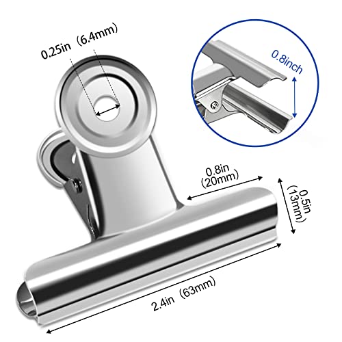 10 Pack Large Metal Hinge Clips - 2.5 Inch Silver Bull Hinge Paper Clips for Crafts, Drawing, Food Bags at Home, Office, School, Shop - color: Silver, size: 63mm