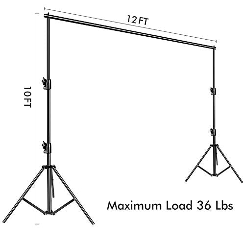 SLOW DOLPHIN Photo Video Studio 12ft (W) x 10ft (H) Heavy Duty Adjustable Photography Backdrop Stand Background Support System Kit with Carry Bag