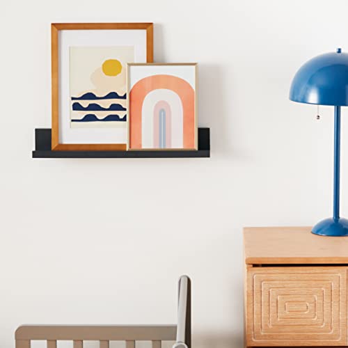 Command Picture Ledge, 21" Damage Free Hanging Floating Shelf with Adhesive Strips, Slate, No Tools Picture Hanger for Displaying Decorations and Photographs, 1 Ledge and 10 Strips - color: Slate