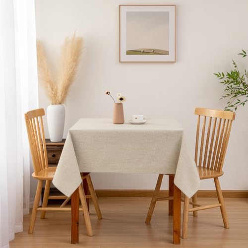 Hiasan 2 Pack Faux Linen Square Tablecloth - Wrinkle and Stain Resistant Washable Table Cloth for Kitchen Dining Room Holiday Table Cover for Party Dinner, Beige, 30 x 30 Inch - color: Beige, size: 30"x30"|2 Pack