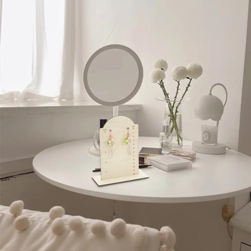 FINGERINSPIRE 2 Pcs Earring Measurement Display Stand 5.1x2.4x6.3 Wood Ear Stud Stand Earring Organizer Frame with Measurement Floral White Arch-Shaped Earring Holder for Measuring Selling Earring - size: 5.1x2.4x6.3"