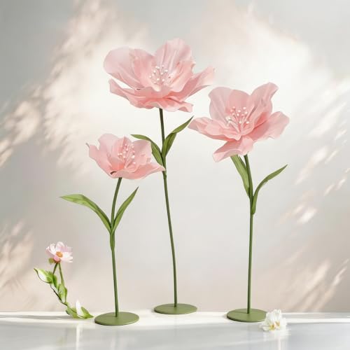 5.3 Ft Large EVA Artificial Flowers, Giant Flowers Decoration with Standing, Big Handcrafted Flowers for Party Banquet Decor, Home, Garden, Wedding, Window Display, Photography Props - color: D Light Pink