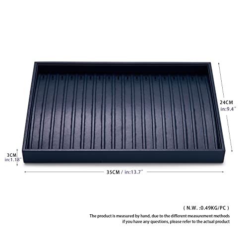 Oirlv Stackable Necklace Pendant Bracelet Organizer Tray Blue Leather Jewelry Drawer Organizer Trays - color: Blue, size: Necklace/Bracelet Tray