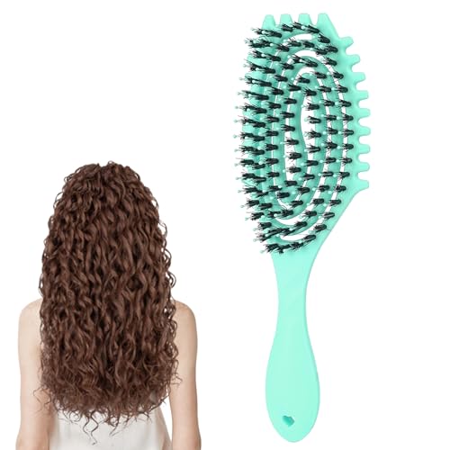 Hair Brush For Fine Hair, Curl Defining Brush For Women Soft Hair Detangler Brush (Vented Green) - color: Vented Green