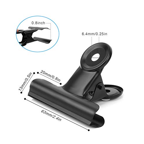 10 Pack Bulldog Clips 2.5 Inches Large Hinge Paper Clips Metal Hinge Clips for Crafts, Food Bags, Drawings, Photos at Home Kitchen & Office Usage, Black, 63mm - color: Black, size: 63mm
