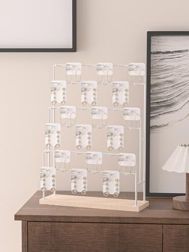 Earring Holder Organizer,Jewelry Card Vendor Booth Display Stand,Keychain Vendors Event Retail Display Rack,Earring Storage Stand in Market and Stores (White) - color: White