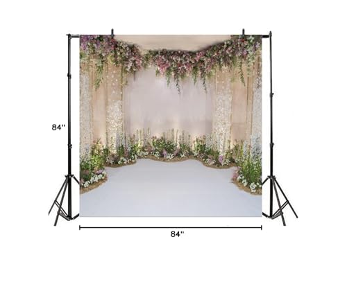 7x7ft Wedding Backdrop for Cradle Ceremony Background for Proposal Flowers Curtain Wedding Ceremony Banner Bridal Shower Background Mother's Day Floral Marriage Backdrop - size: 7x7ft