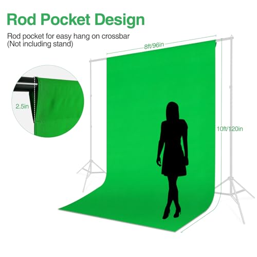 Green Screen Backdrop, 8x10ft (WxH) Photography Chromakey Greenscreen Background Sheet, Polyester Collapsible Green Backdrop Curtain for Streaming, Meeting, Photo Studio, Video Recording - color: Green, size: 8x10 FT