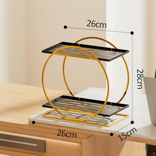 2 Tier Perfume Organizer for Dresser, Black Gold Perfume Makeup Perfume Stand Organizer for Vanity, Cosmetics Ideal Gift for Perfume Lovers - Gold - color: Gold