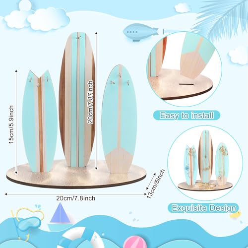 Wonderjune Jewelry Organizer Stand, Coastal Christmas Surfboard Decor, Preppy Beach Room Decor, Wooden Hawaii Surfer Gift, Teen Girl Room Decoration(Blue) - color: Blue