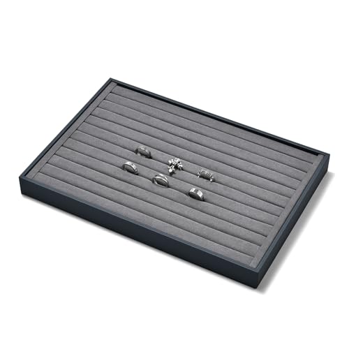 Ring Display Tray Grey Jewelry Organizer Tray Grey Microfiber Ring Earrings Display Organizer Tray - size: 11 Slot