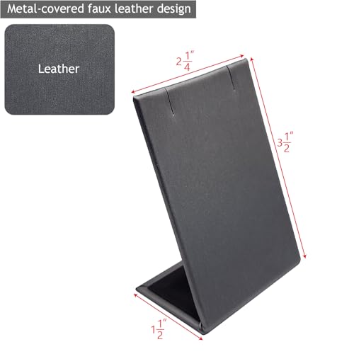 MOOCA 6 Pcs Steel Gray Faux Leather Earring Display Stand Necklace, Pendant Jewelry Organizer Display Holder for Earring, Pendant, Necklace Stand for Showcase, Steel Gray - color: Steel Grey Faux Leather
