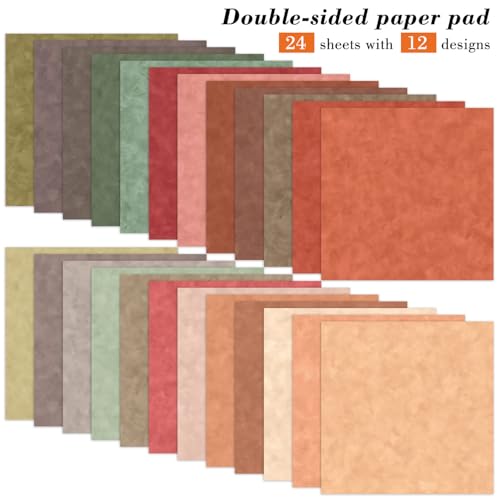 6x6 Inch Colorful Scrapbook Paper Pad- 24 Sheets Double Sided for Journaling DIY Cards Decor Gifts Crafts Wrapping Decorative Collage Folded Materials Photo Album - color: Warm Tones