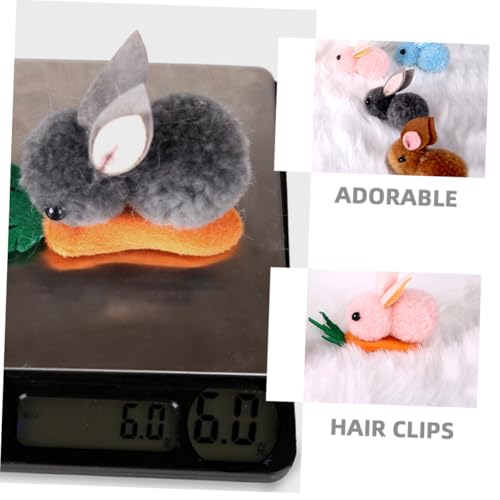 STOBOK Easter Hair Clips 4Pcs Mini Plush Bunny and Carrot Hairpins Cute Hair Accessories for Easter Party Celebration and Everyday Wear