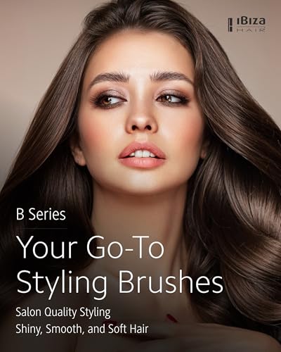 Ibiza Hair B10 Round Brush | 80mm Barrel for Bounce & Easy Styling Control | Blonde Boar Bristles for Fine, Ethnic & Color-Treated Hair - size: B10, 80mm