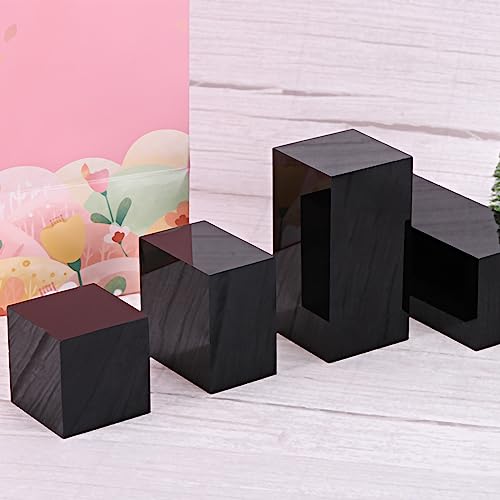 PATIKIL 1.5"x1.5"x1.5" Jewelry Display Riser, Polished Acrylic Cube Display Stand Block Collection Showcase Ring Holder Square, Black