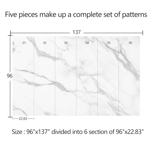 Elegant White Marble Pattern self-Adhesive Mural and Light-Colored Striped Peel-and-Stick Bedroom Wallpaper - 96"x137" - color: Zzsl-08, size: 96"x137"