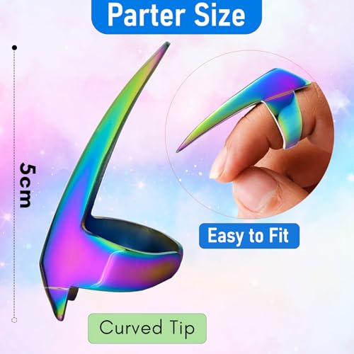 Hair Parting & Sectioning Ring - Stainless Steel Finger Braiding Hair Pick Tools Quick Installation of Human Hair Extensions Hair Styling Tools (Multi) - color: Multi Rainbow