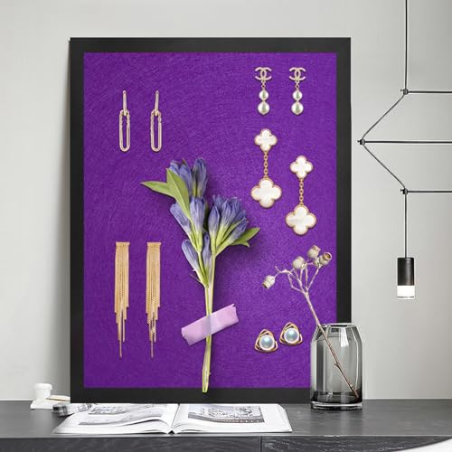 Bulletin Board Cork Boards with Felt, 17"x13" Small Display Pin Board Vision Board for Walls, Jewelry, Notes, Collection, Photos, Office, Wood Framed(Black) & Felt(Purple), 1pc - color: Purple, size: 1P-17"x13"