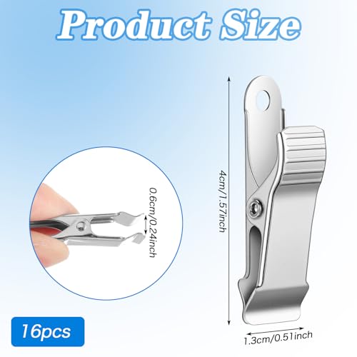 16Pcs Stainless Steel Small Clamps, Metal Spring Clamp Alligator Clips with Smooth Jaw Silver Curtain Clip for Work Clothes Photos Curtains Lights Hangers Crafts DIY Decoration