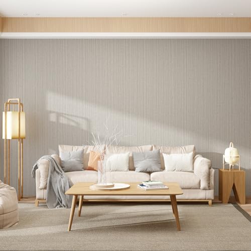 Mocha Brown Faux Grasscloth Wallpaper Peel and Stick Linen Textured 24"x394" Upgraded Thick Self-Adhesive Waterproof Neutral Decorative Contact Paper Vinyl Film Roll for Wall Bedroom Kitchen - color: Mocha, size: 23.6" x 393"