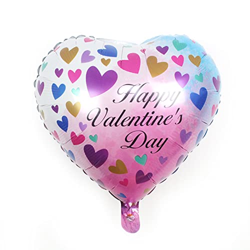 BinaryABC Happy Valentines Day Balloons,Love Heart Foil Balloons,Valentines Day Romantic Photo Props Decorations,10Pcs