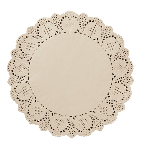 Juvale Paper Placemats - 12-Inch Round, Brown, 250 Count - Disposable Placemats & Lace Doilies - Paper Chargers for Dinner Plates - Tea Party Decorations & Wedding Table Decor - size: 12-Inch