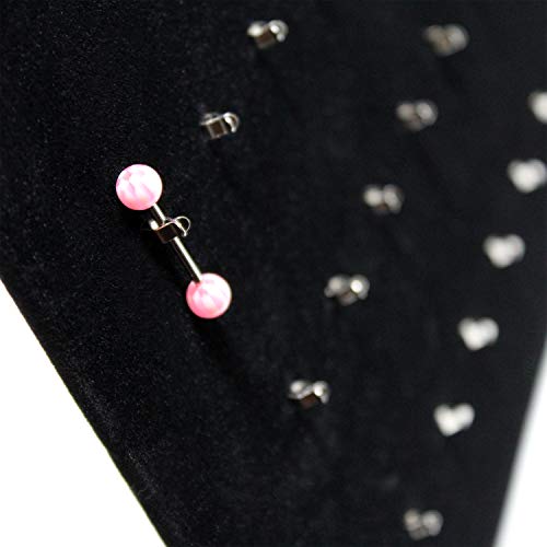 MOOCA 54 Clip Pendant/Body Jewelry Showcase Display Pad with Built in Easel for Belly Button Rings, Tongue Rings and Industrial Barbell organizer, Black Velvet, 2 Pieces Set - color: Black Velvet