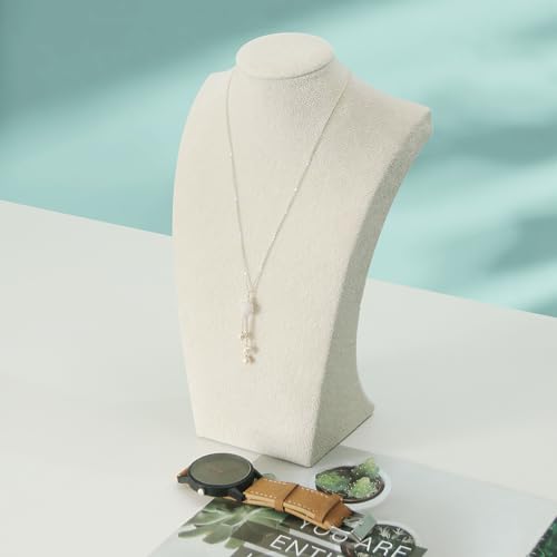 Coward Necklace Bust Stand, Necklace Holder Stand, Beige Velvet Necklace Jewelry Display Holder for Home Use or Store Shop Show (9" Hight) - color: Beige Velvet, size: 9" Hight (1pc)