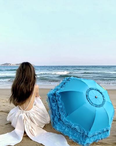 WENDIN Vintage Foldable Lace Parasol Gothic Umbrella rain Anti-uv Protection parasol sunblock umbrella dome Photo Props girls women lace umbrellas - color: Manual Blue