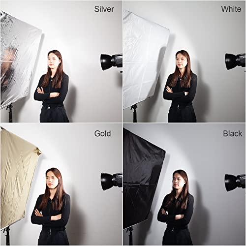 Fomito 5 in 1 Square Metal Flag Panel Reflector Set with Boom Arm 39x39 inch / 100x100cm - Portable Hand-held Light Reflector Flag Reflector Panel Scrim Photography - color: White
