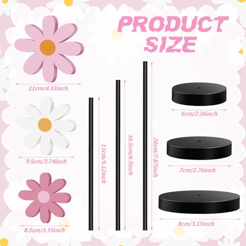 Geetery 6 Pack Spring Floral Centerpieces Wooden Daisy Table Decor Boho Daisy Flower Tabletop Decor Spring Table Decorations for Home Farmhouse Kitchen Dining Living Room Office Desk(Pink Series) - color: Pink Series