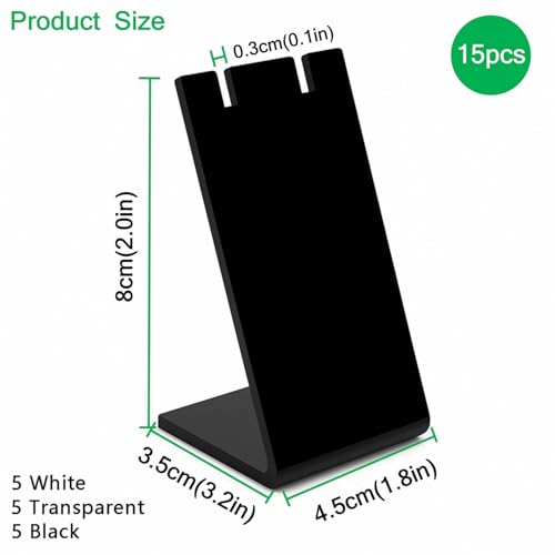 15Packs L-Shape Acrylic Earring Holders Black White Clear Jewelry Display Earring Display Stands Necklace Display Racks Organizers for Earrings Necklace Jewelry