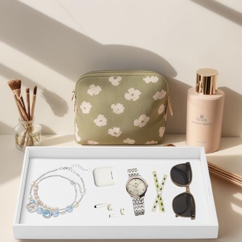 PU Leather Jewelry Tray Necklace Bracelet Holder Stackable Jewelry Drawer Organizer Tray for Necklace Bracelets Watches Earring Ring Storage Display (White) - color: White, size: 1 Grid