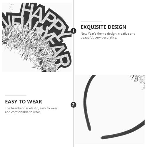 OSALADI 5pcs Happy New Year Hairbands Silver-plated Festival Party Hair Accessories for Women Portable Spring Festival Photo Props Headbands