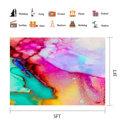 Colorful Watercolor Painting Backdrop 5x3ft 80's 90's Theme Birthday Party Art Paint Photography Backgrounds for Photo Studio Props BJGJPH96 - size: 5x3ft